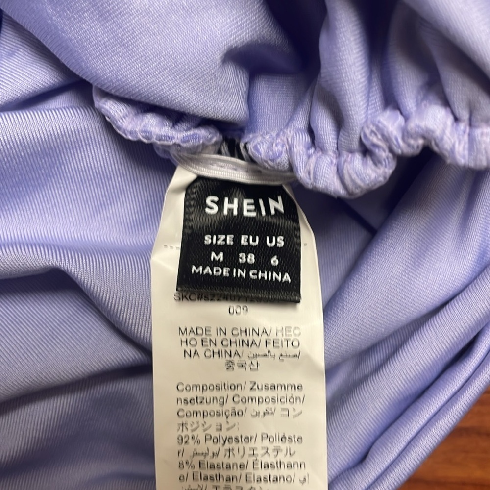 SHEIN Allurite Asymmetric Neck Hollow Ruched Slouchy Shoulder Dress size Med - Picture 8 of 8
